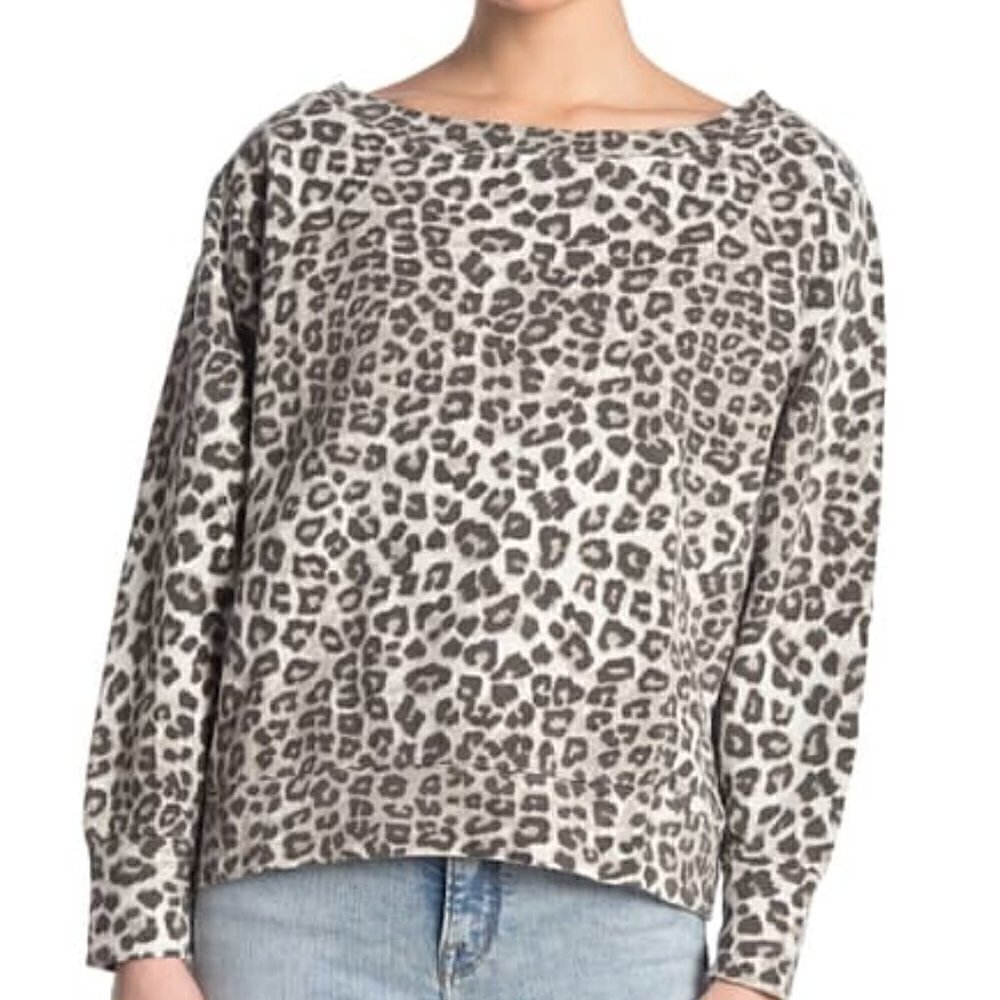 NEW Good American Cheetah Print Pullover Sweatshirt